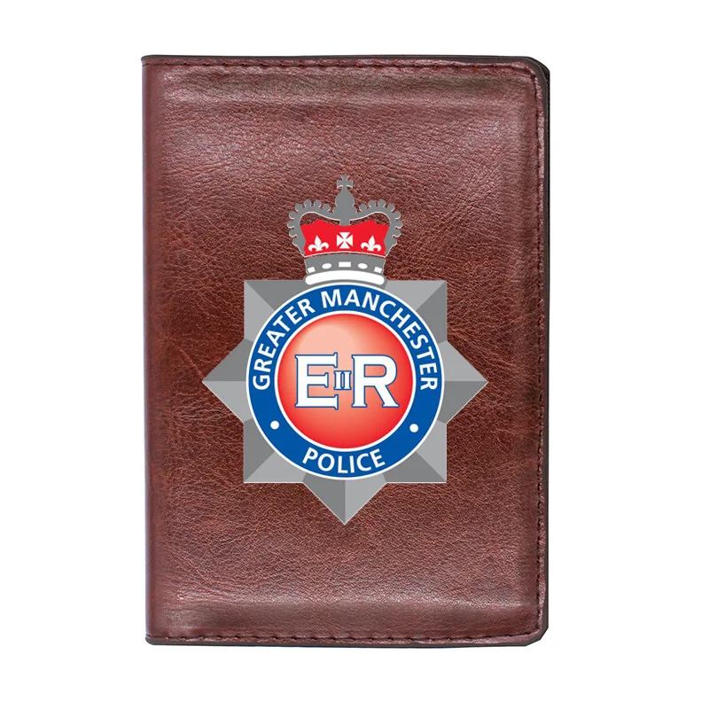 

Vintage Brown Britain Police Badge Passport Cover Leather Slim ID Card Holder Pocket Wallet Case Travel Accessories Gifts