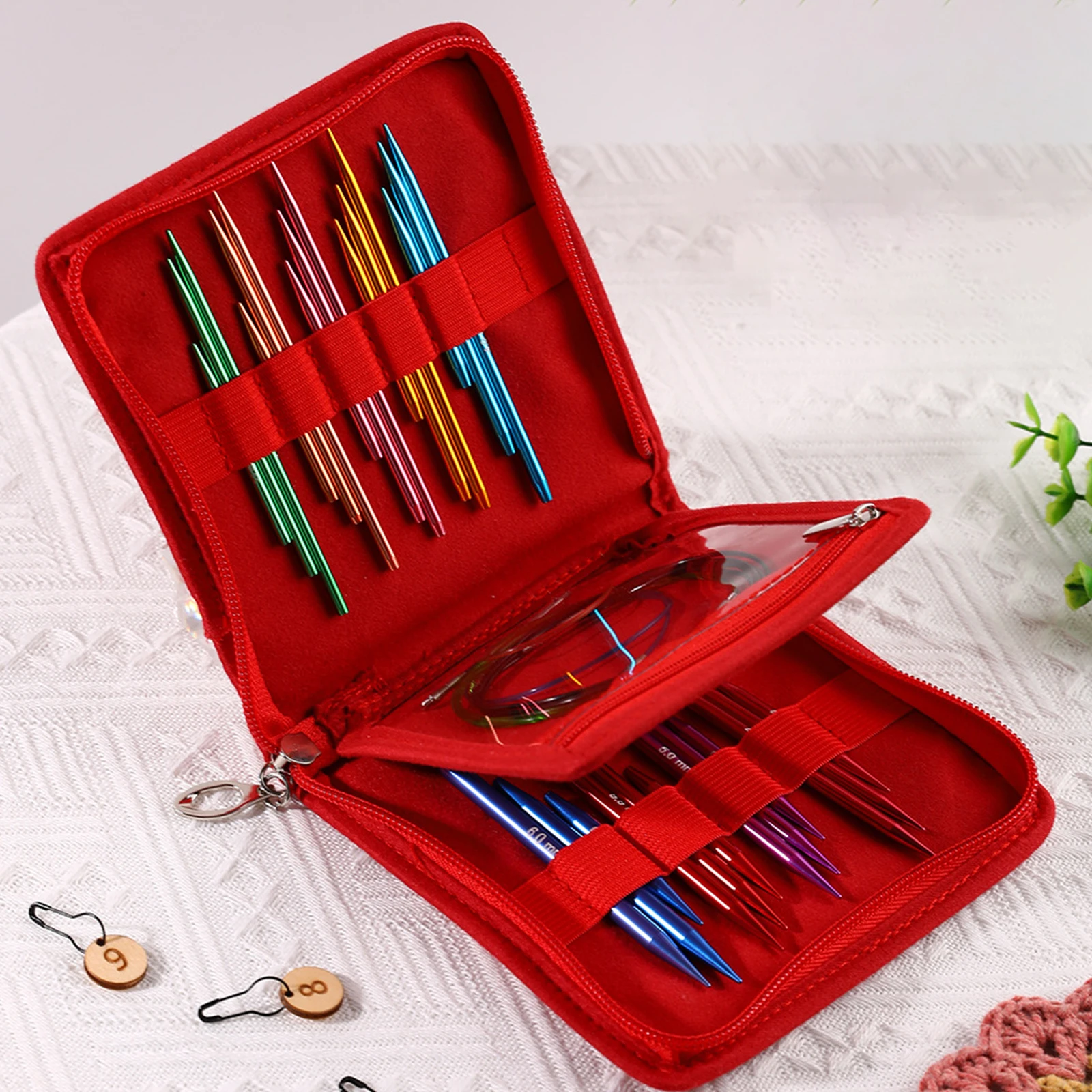 Набор круговых спиц для вязания инструмент товары творчества с сумкой хранения