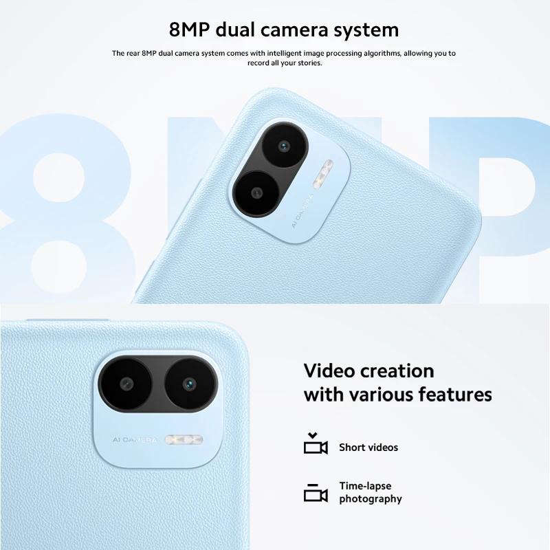 Xiaomi Redmi A1 Global Version 2GB 32GB Helio A22 Quad-Core Smartphone 8MP Dual Camera Cellphone 5000mAh Battery Android 12
