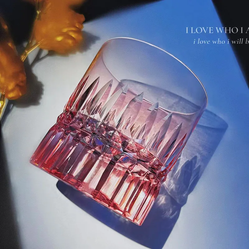 

Розовый хрустальный стакан K9 со звездочками, домашний стакан для воды, высококлассный стакан для виски и зарубежного вина, бокал для пива и красного вина