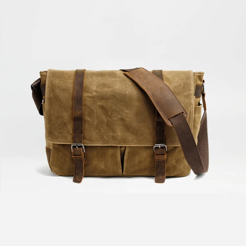 

Bag Shoulder Travel Crossbody Men Working Style Vintage Canvas Male High Bag Outdoor Waterproof Laptop Europe Waxed Bag Quality