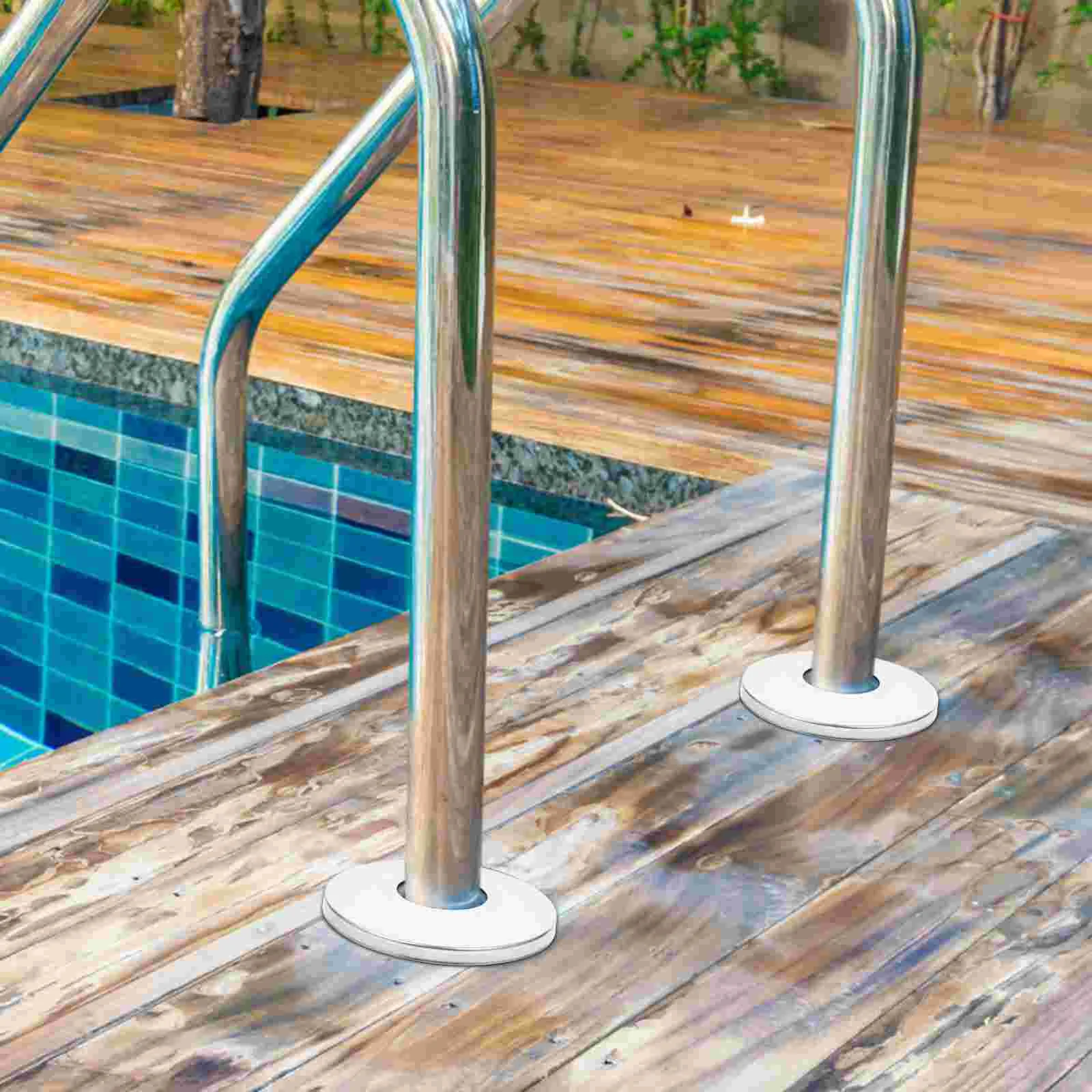 

2 Pcs Escalator Decorative Cover Pool Ladder Handrail Covers Plates Swimming Stainless Escutcheon Parts