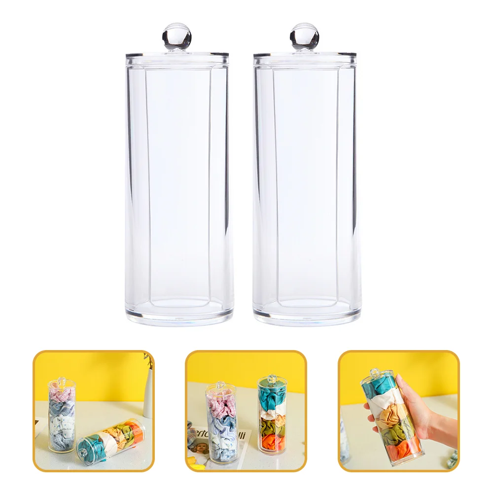 

2pcs Multi-use Cosmetic Cotton Box Hair Ties Display Box Transparent Storage Box