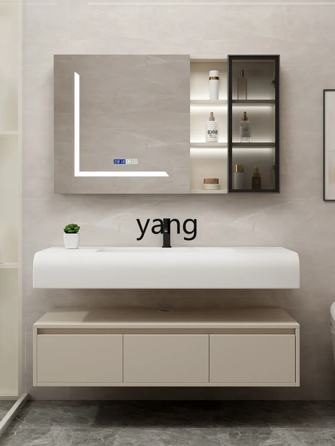 CX Крем Стиль Corian интегрированная раковина ванная комната шкаф мойка стол