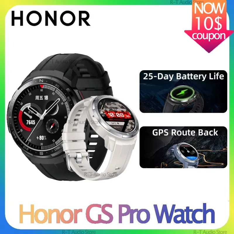 

Смарт-часы Honor Watch GS Pro, SpO2, пульсометр, Bluetooth, 1,39 дюйма, AMOLED, 5 атм