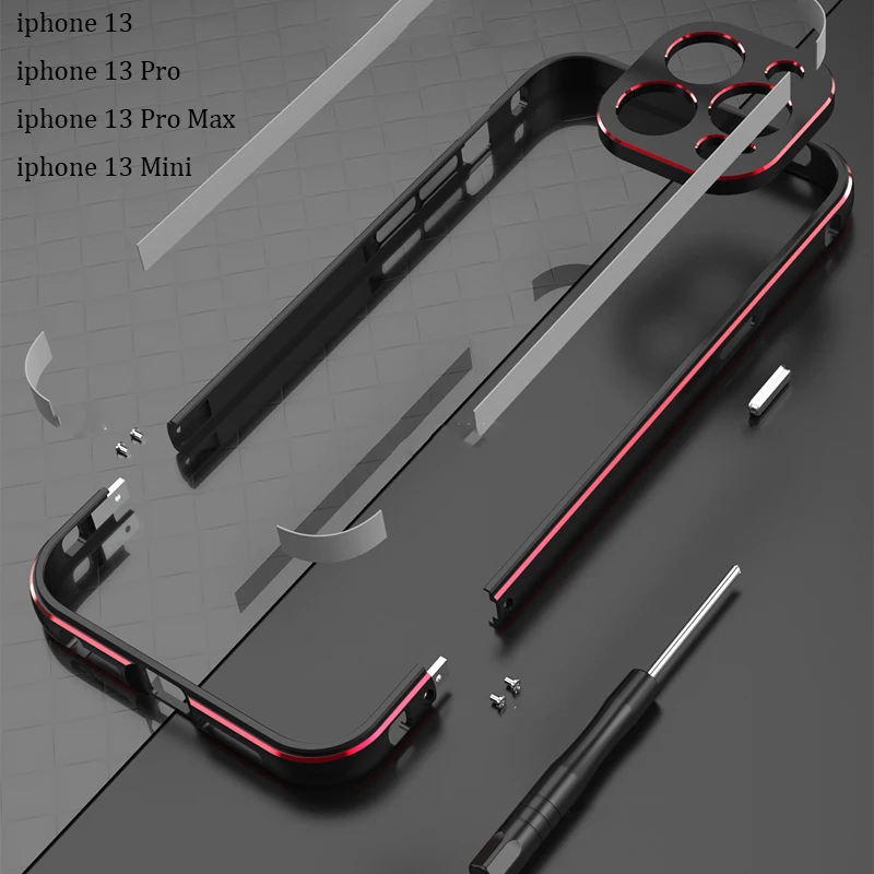 

New Aluminum Metal Bumper For iPhone 14 13 /13 Pro/13 Pro Max Mini iPhone14 Plus Cover CASE Len Carmera+Frame Protector