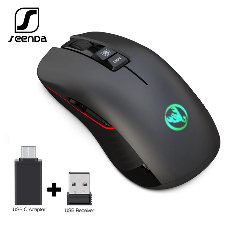 

SeenDa RGB Wired Gaming Mouse 2.4G USB-C Wireless Mouse Rechargeable Mouse Gamer Ergonomic Mice for Windows PC