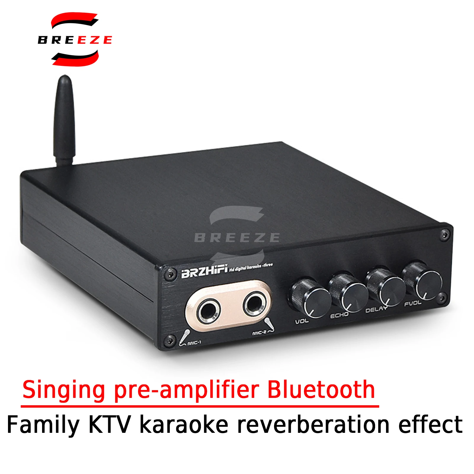 

BREEZE HIFI Family KTV Karaoke Singing Pre-amplifier Bluetooth Reverb Effect Dual Microphone Microphone K Song
