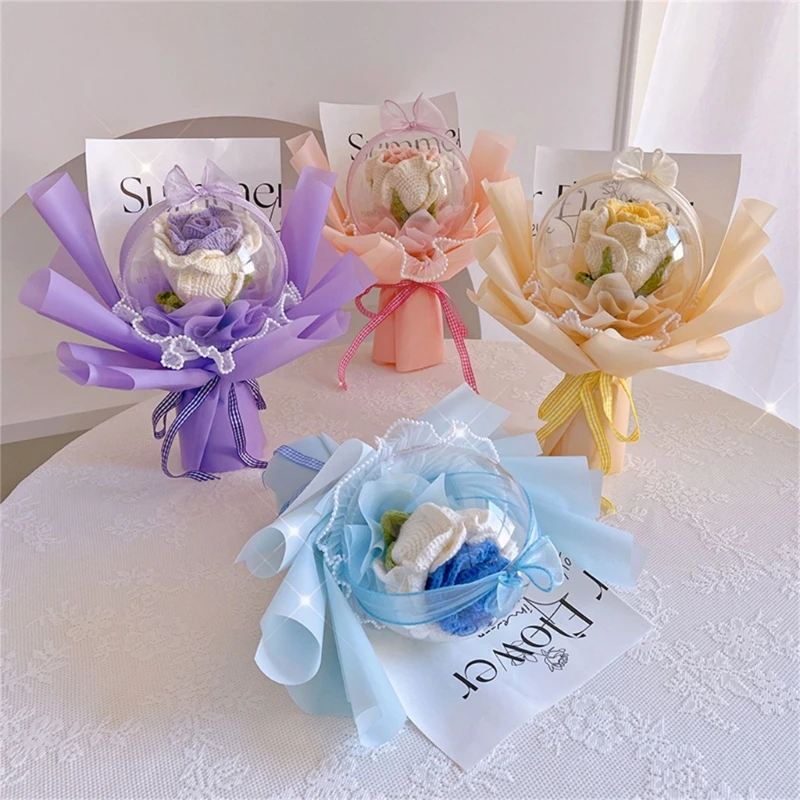 

Cute Knitted Flower Artificial Flowers Finished Yarn Hand Crochet Bouquet Mixed Handmade Home Decorations Flowers Gifts 87HA