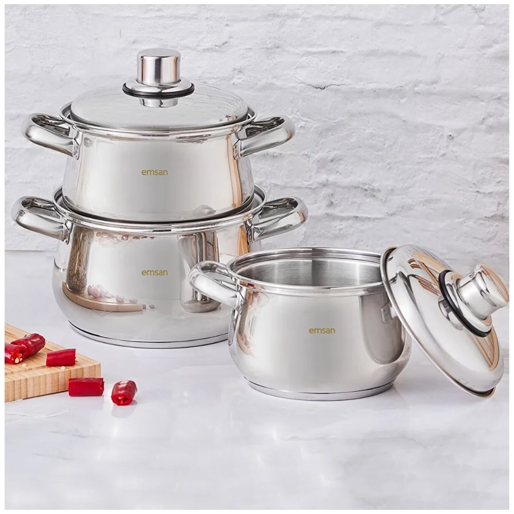 6 pieces stainless steel cookware set with induction base healthy non toxic kitchen tool useful home appliances free global shipping