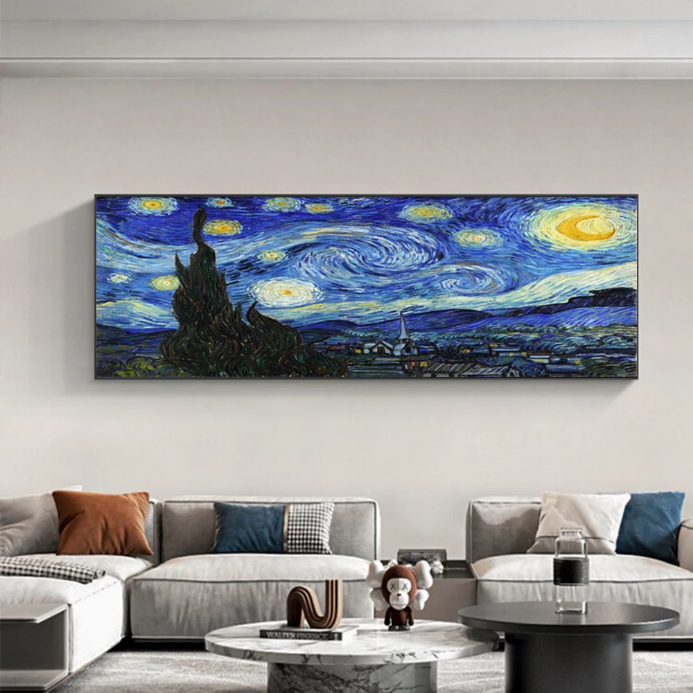 

Hand-Painted Van Gogh Monet Paintings Starry Night Oil Painting LivingRoom Aisle Bedroom Wall Decor High-End Skin Texture Art