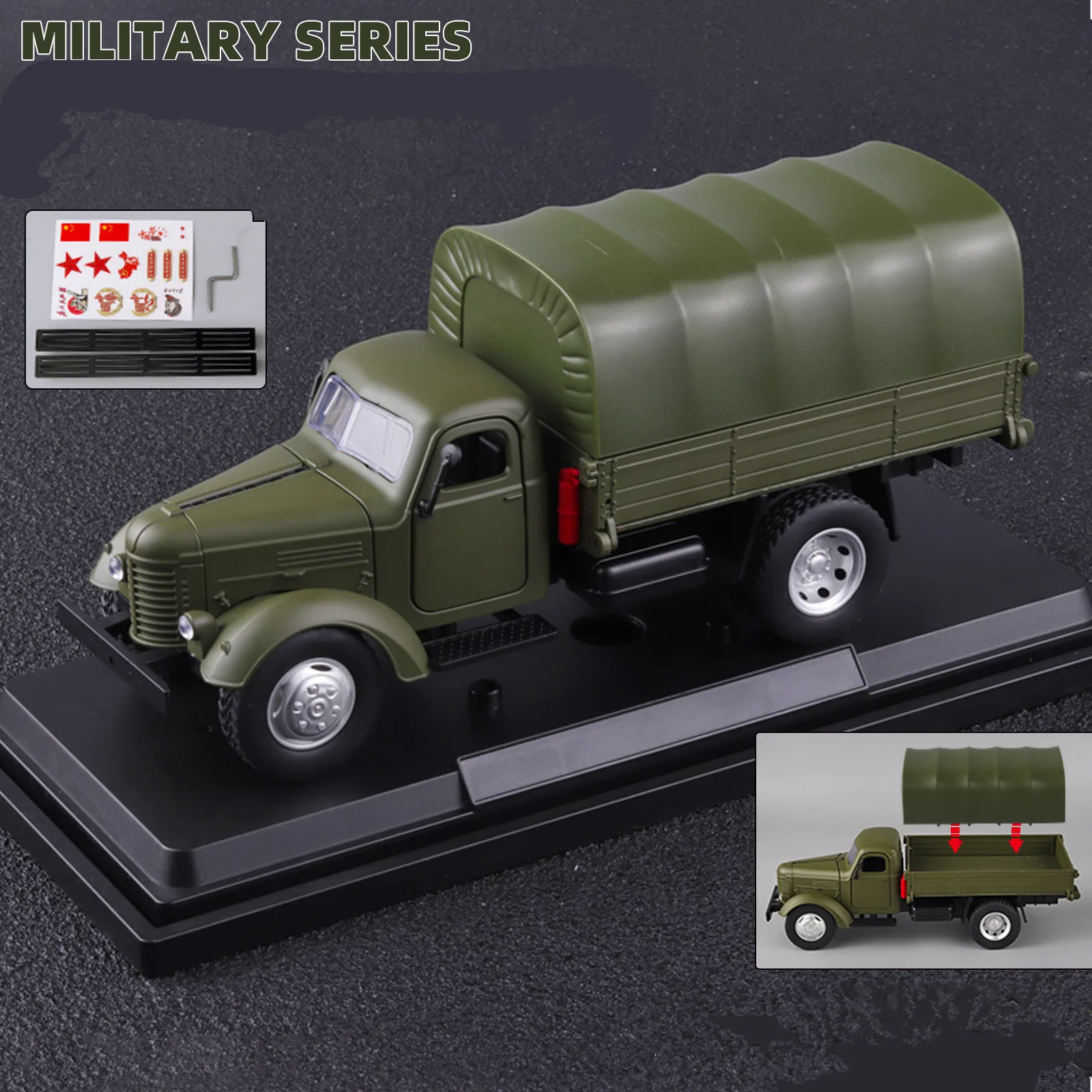 Новая модель военного грузовика 1:24 из сплава в стиле ретро имитация звука и