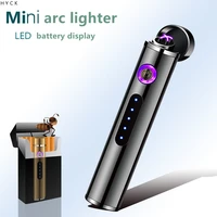 2022 new mini double arc screen fingerprint lighter windproof usb charging small metal electric lighter gifts for man