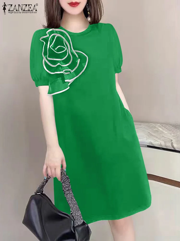 Платье ZANZEA женское с круглым вырезом