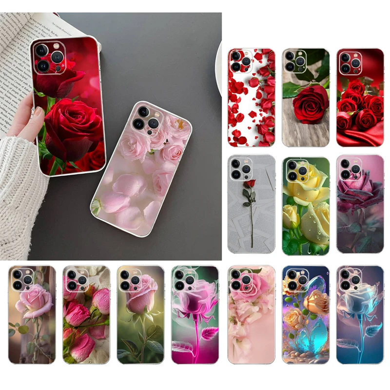 

Rose Phone Case For iphone 14 Pro Max 13 12 11 Pro Max XS XR X 12mini 7 8 14 Plus SE Case Funda
