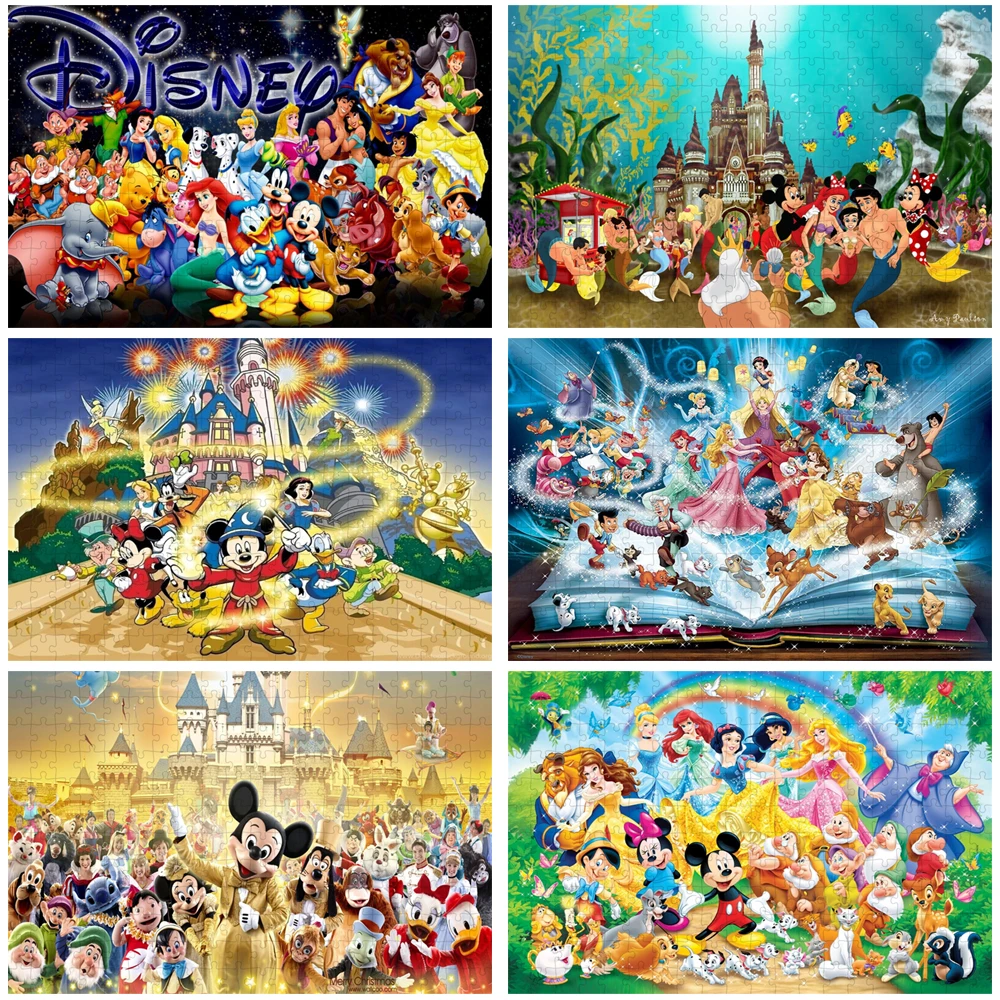 

Disneyland Cardboard Puzzle Disney Party Jigsaw Puzzles Disney Characters Puzzles Cartoon Princess Mickey Mouse Educational Toys