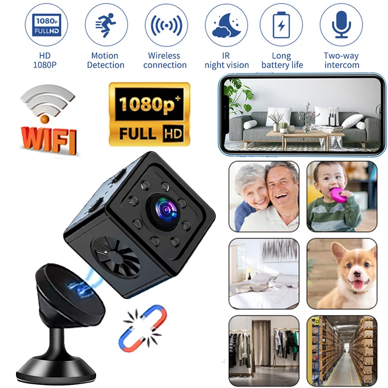

IP-камера HD 1080P Компактная Беспроводная с поддержкой Wi-Fi и датчиком движения