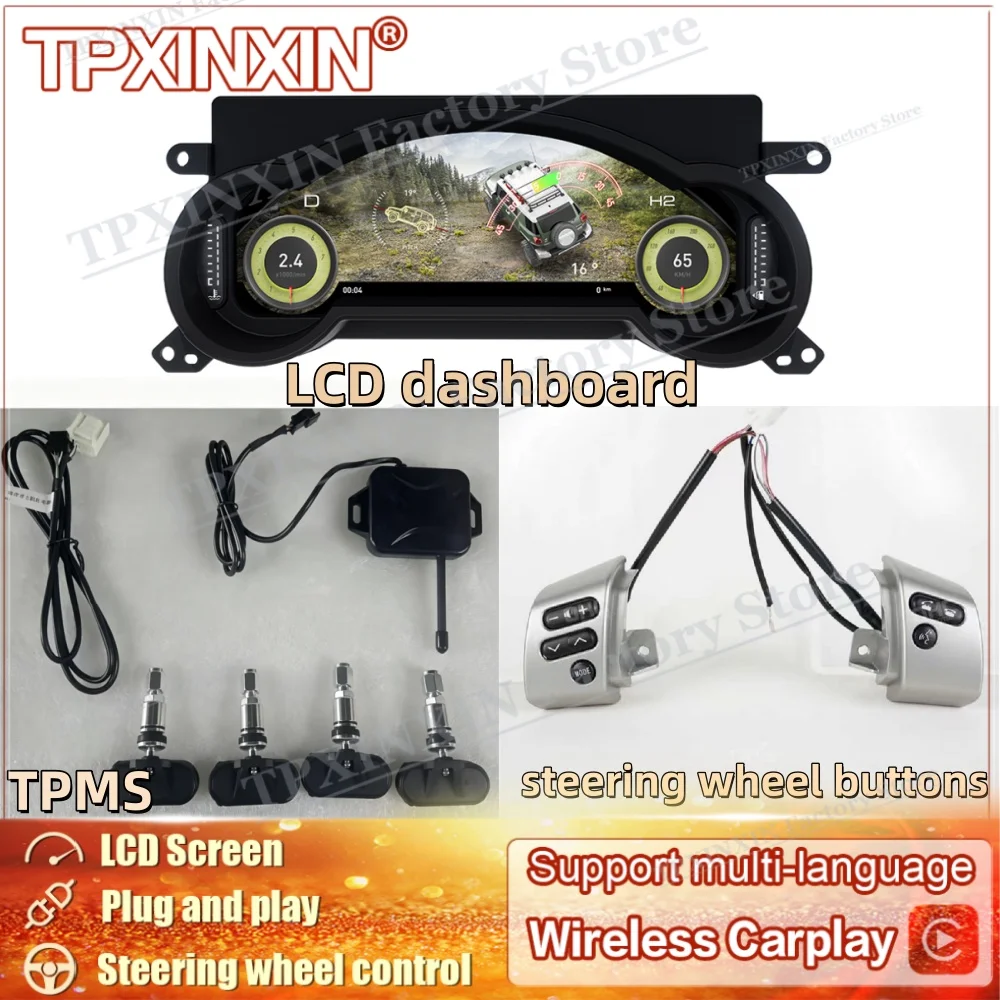 Фото Цифровая приборная панель Linux для Toyota FJ Cruiser 2008-2023: Автомобильный ЖК-дисплей, цифровая панель приборов, Carplay №1