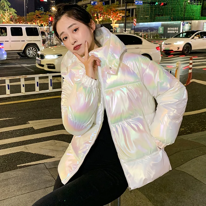 2022 Wash Free Cotton Padded Jacket For Women Winter Glossy Waterproof Student Short Parka Hodded Puffer Jacket Women