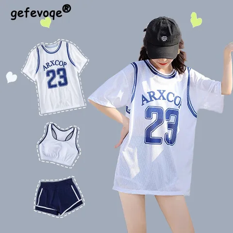 Korean Bikini Sets Women Vacation 3 Pieces Summer Popular New Fashion Beachwear Chic Slim Sexy Swimsuits High Waist Soft Ladies