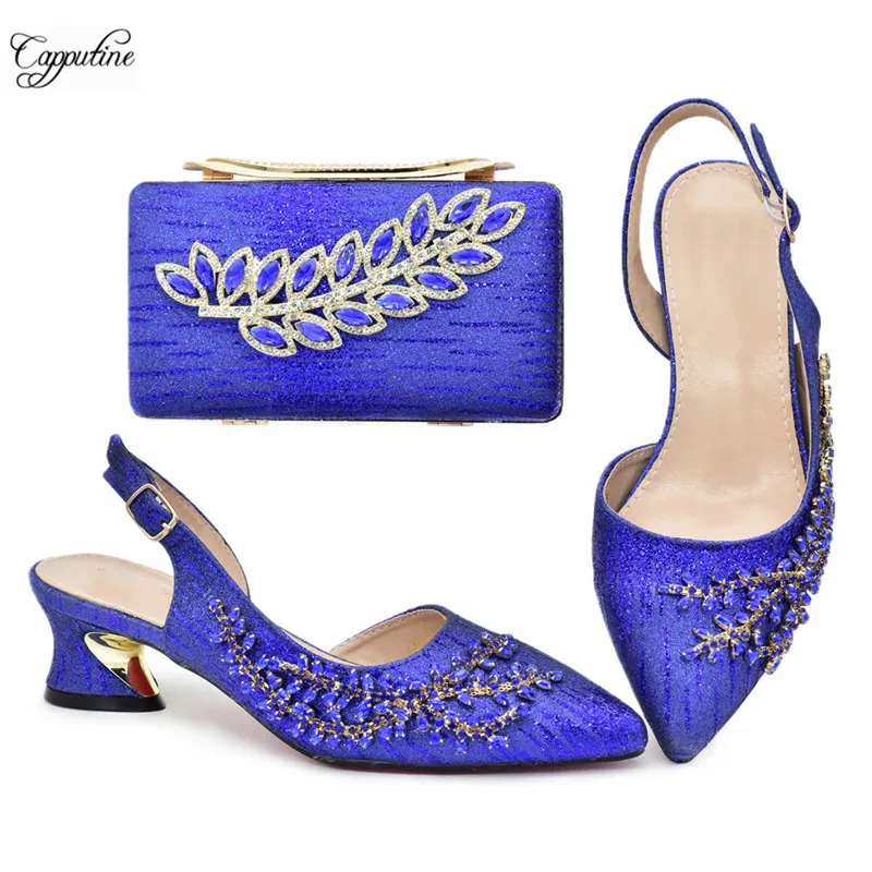 

Ярко-голубые женские дневные итальянские дизайнерские африканские дамские туфли-лодочки с клатчем женская сумка кошелек 938-67
