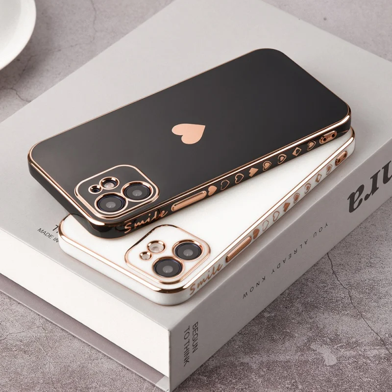 

JOME Plating Case For iPhone 12 11 13 Pro Max Mini Cover Electroplated Love Heart Case For iPhone XR XS Max X 8 7 6 s Plus