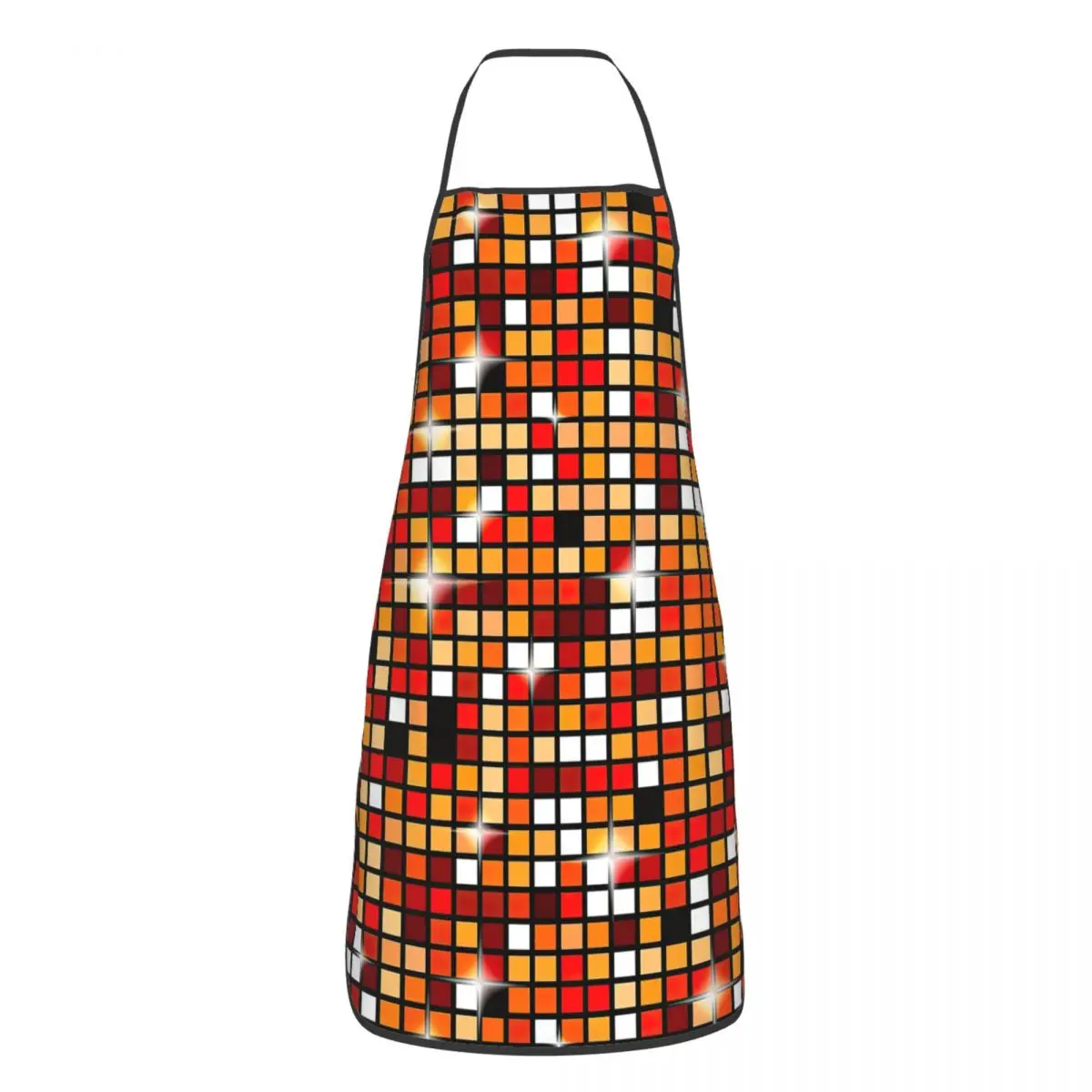 

Orange Disco Ball Shimmer Apron Women Men Unisex Bib Kitchen Cooking Tablier Cuisine Chef Painting