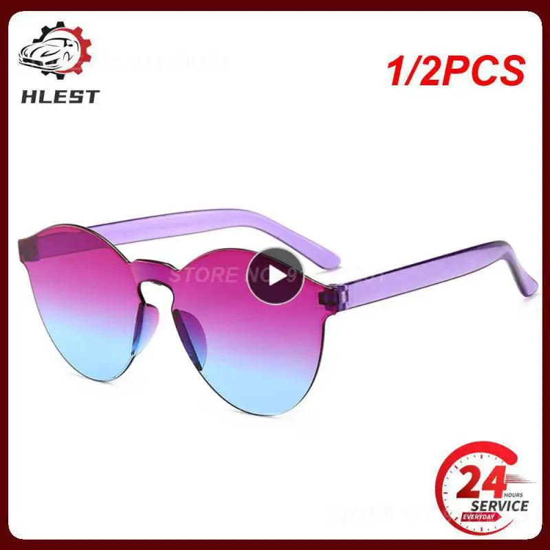 

1/2PCS 3@#Outdoor Motorcycle Fashion Sunglasses Round Candy Lens Frameless Sunglasses Men and Women European and American Trend