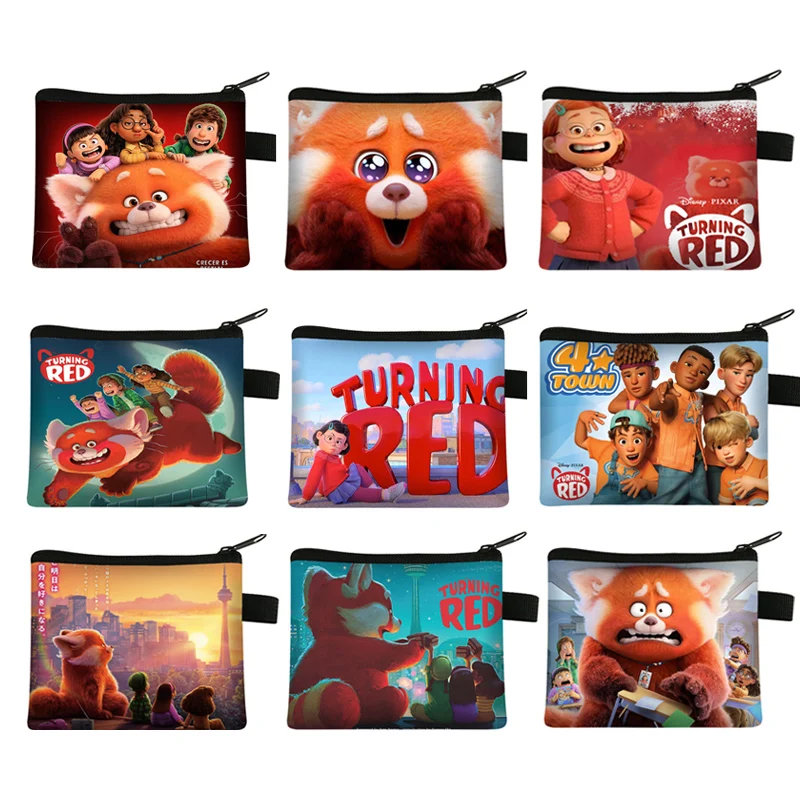 

2022 Disney Turning Red Anime Key Storage Bag Kawaii Children's Coin Purse Bear Figure Cute Coin Keychain Storage Bag Kids Gifts
