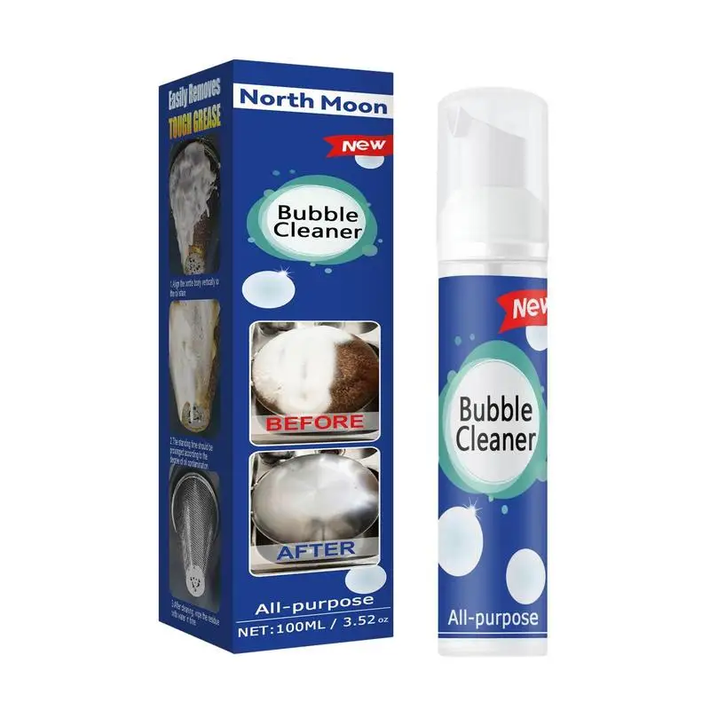 

100ml Kitchen Grease Gleaner Multi-purpose Foam Cleaner Rinse-Free Cleaner Range Hood Rust Remover Household Cleaning Tool