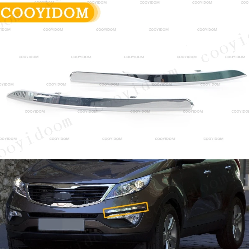 

2Pcs Mirror Chrome Front Bumper Fog Light Lamp Eyelid Eyeliner Trim Cover Garnish For Kia Sportage R 20112012 2013 2014 2015