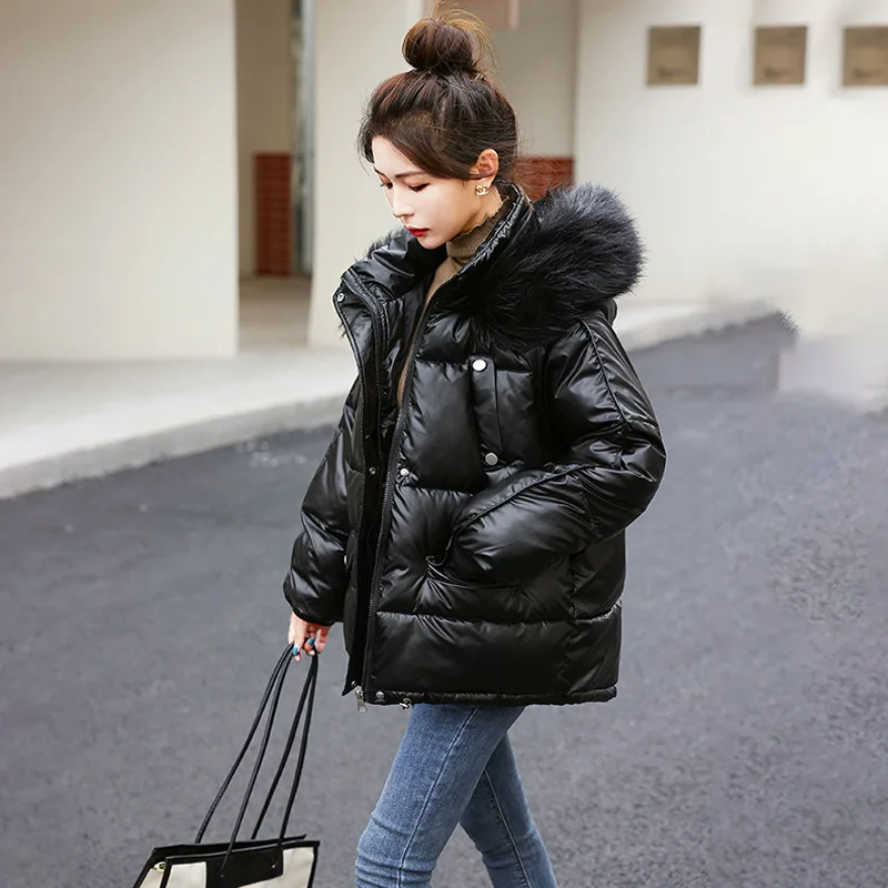 2022 Fashion Padded Hooded Cotton Jacket Bread Clothing For Ladies New Wash-free Glossy Short Down Padded Jacket Winter Jacket