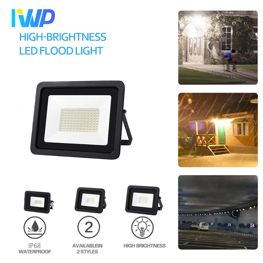 

LED Flood Light 10W 20W 30W 50W 100W AC220V Outdoor Floodlight Spotlight IP68 Waterproof Outdoor Garden Light Square Street Lamp