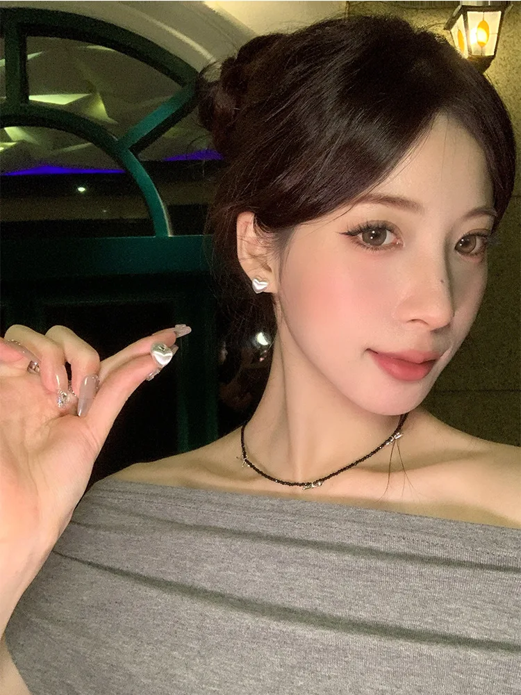 Серьги-гвоздики мигофаны сердечки