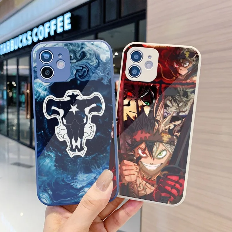 

Anime Black Phone Case For IPhone 14 13 12 11 Pro Max X XR XS 8 7 Plus Liquid Glass Color Phone Cover