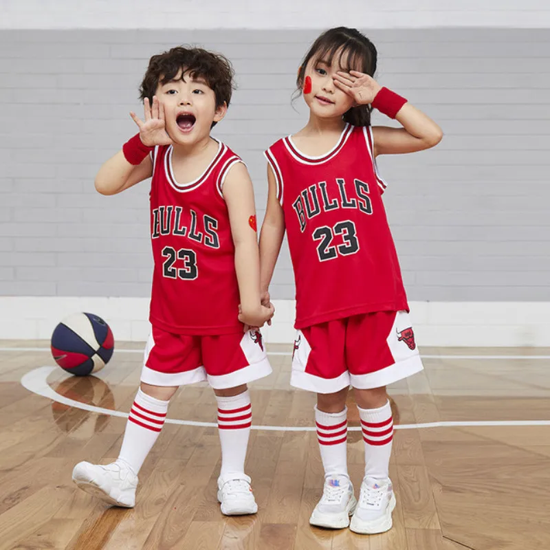 

Kids Basketball Jersey Sets Boys And Girls Uniforms Sport Kit Customize Blank Youth Training Vest Shorts Suit Sportswear