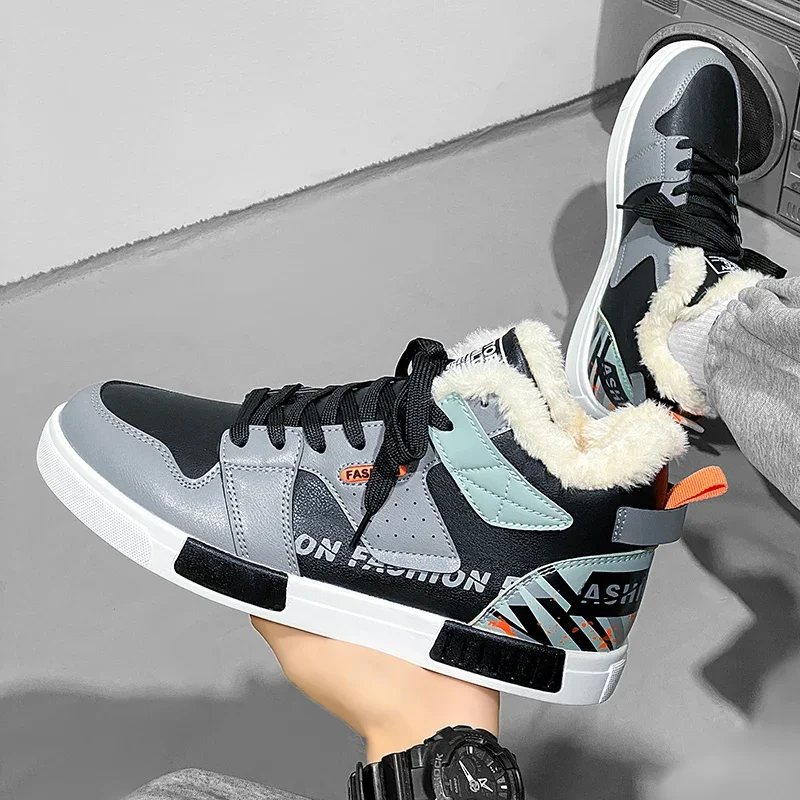 Оригинальные зимние теплые мужские кроссовки большого размера 47 Мягкие