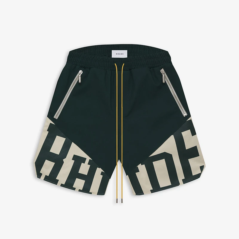 

Oversized Black Blue Green Shorts RHUDE 22SS New Stitching Print Casual High Street Men Women 1:1 Shorts