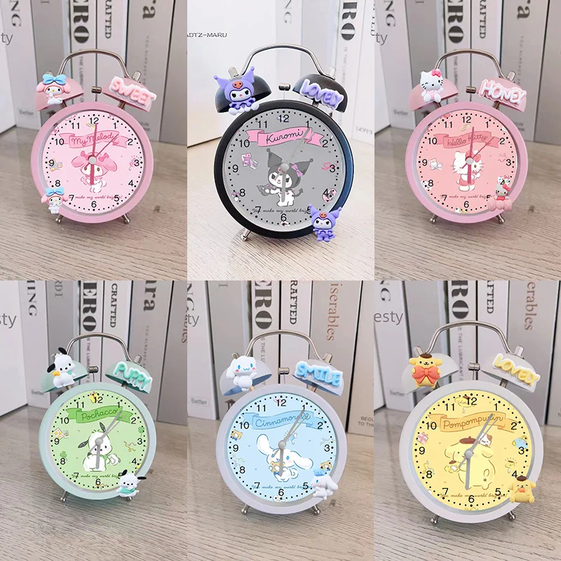 

New Sanrio Cute Alarm Clock Cinnamonll Kuromi Student Bedroom Ringing Bell Mute Desktop Ringing Alarm Clock Diy Mute Alarm Clock