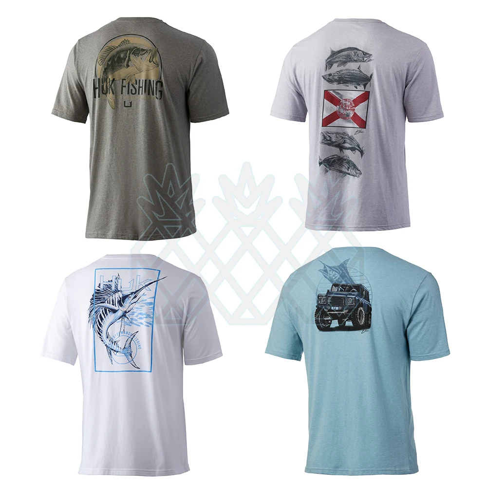 

HUK Men's UPF 50+ Sun Protection Shirt Rashguard Swim Shirt Short Sleeve Quick Dry UV Fishing Shirt Outdoor Sportswear Dresses