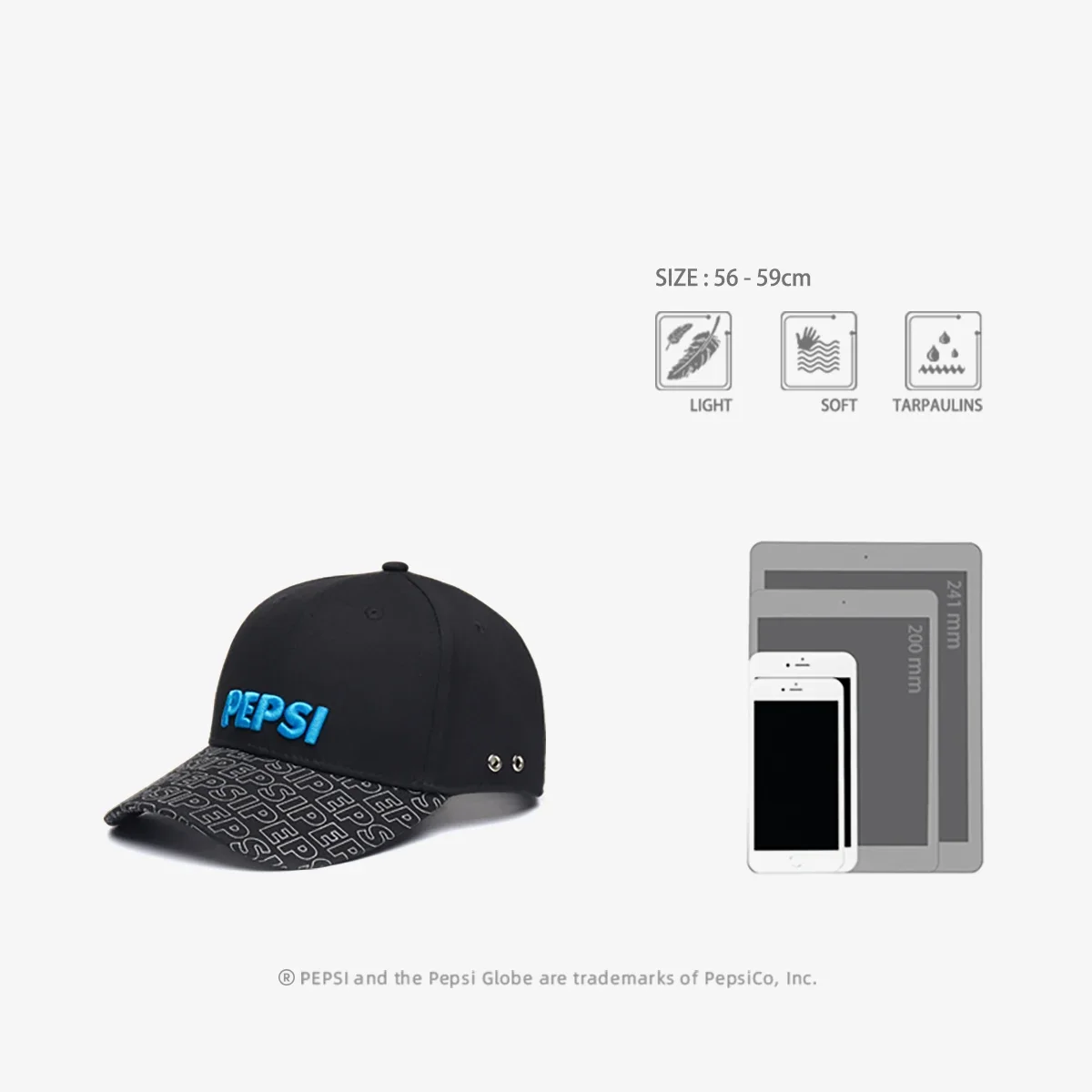 Фото Pepsi темно-синяя уличная шапка унисекс, регулируемая кепка Snapback, удобный дышащий модный уличный аксессуар №3