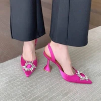 europe and the united states 2022 spring and autumn new pointed high heeled sun buckle rhinestone fashion luxury ladies sandals