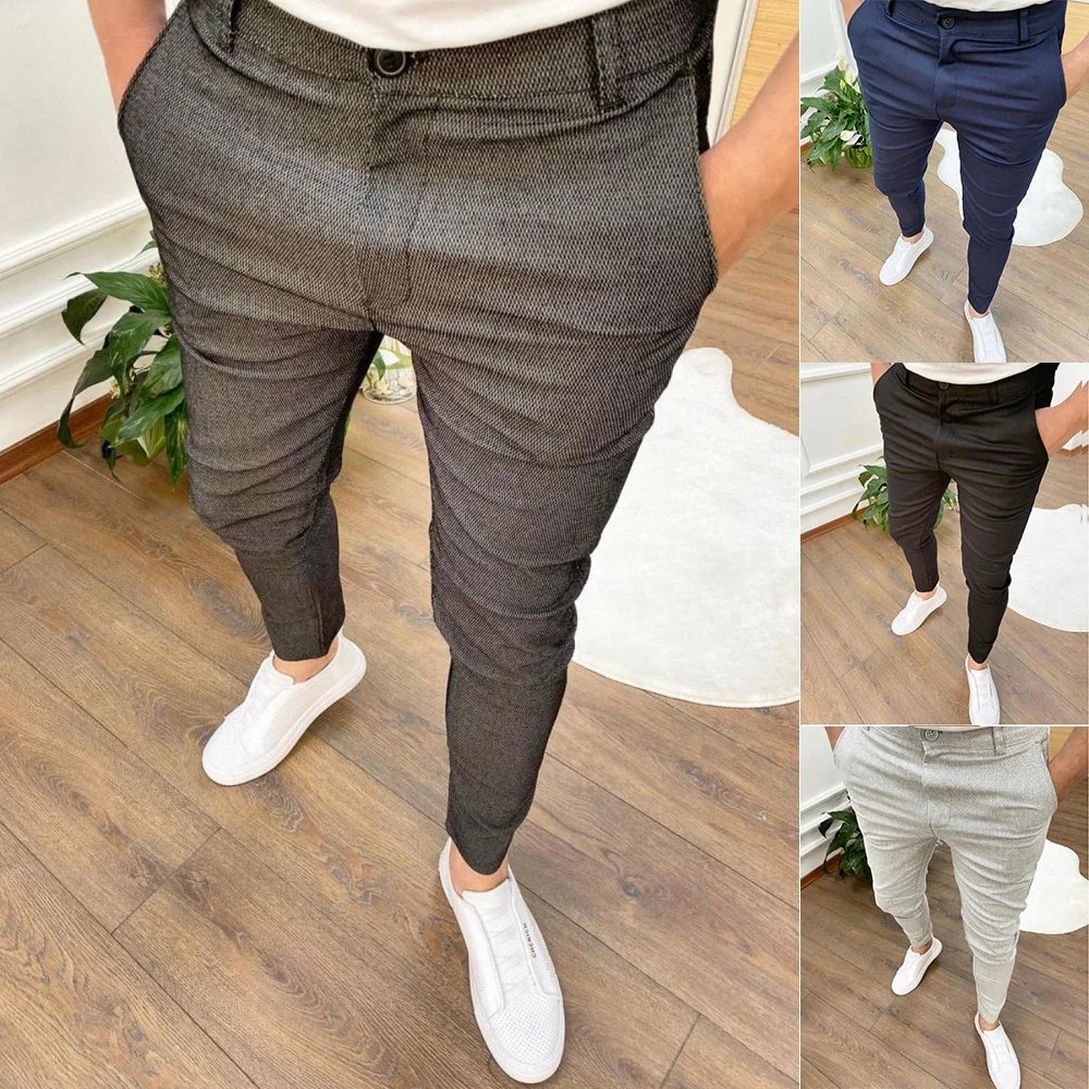

Casual Pants For Men Fashionable Slim-fit Zipper Trousers Plain Plus Size 3xl 4xl Daily Work Streetwear Slacks