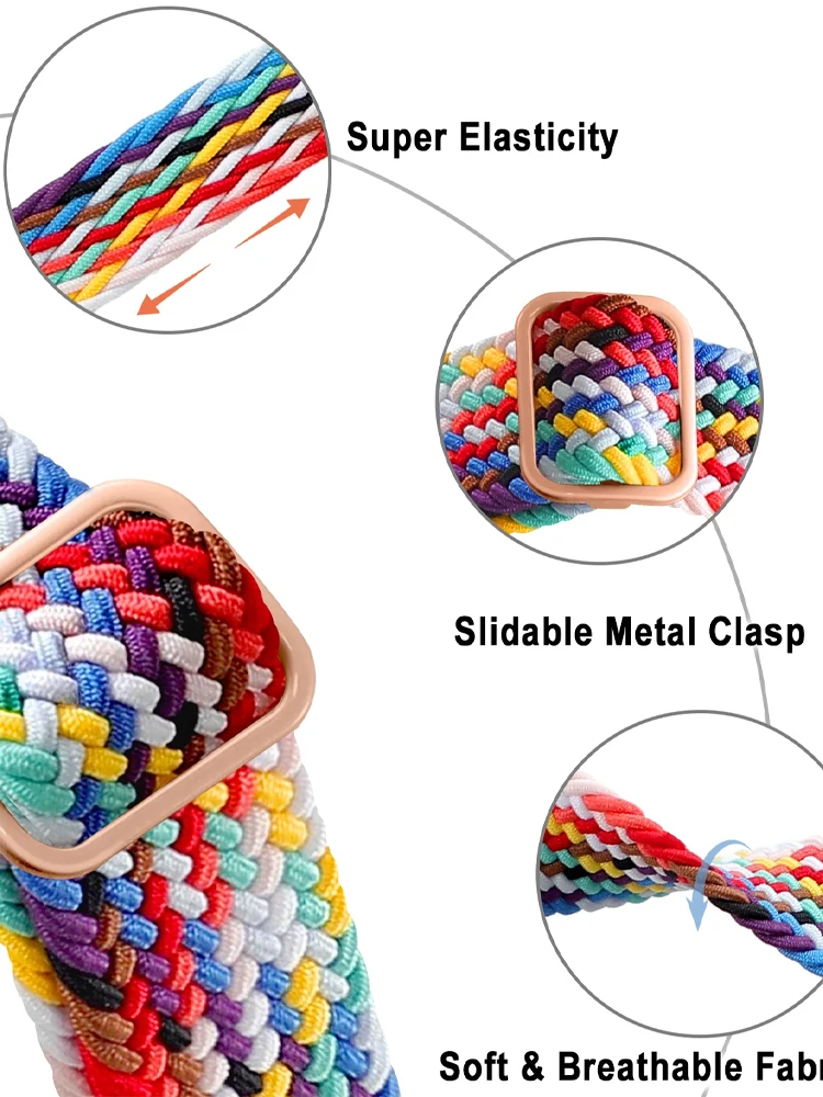 Ремешок Плетеный для Apple Watch band 44 мм 45 40 41 42 Ultra 2 49 Соло-браслет iWatch Series 9 8 7 6 5 4 SE