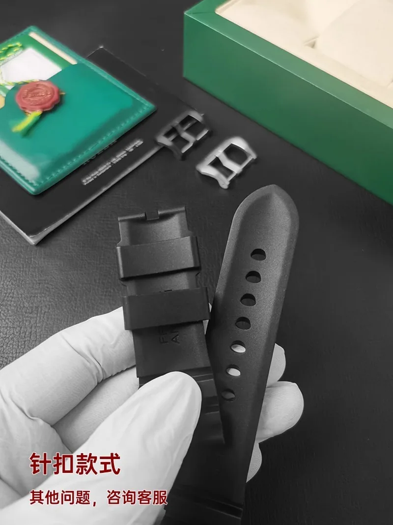Фото FUYIJIA Custom P-anerai S-UBMERSIBLE оригинальные ремешки для часов 22 мм × 20 мм 24 мм × 22 мм 26 мм × 24 мм резиновый ремешок стальная пряжка браслет №5