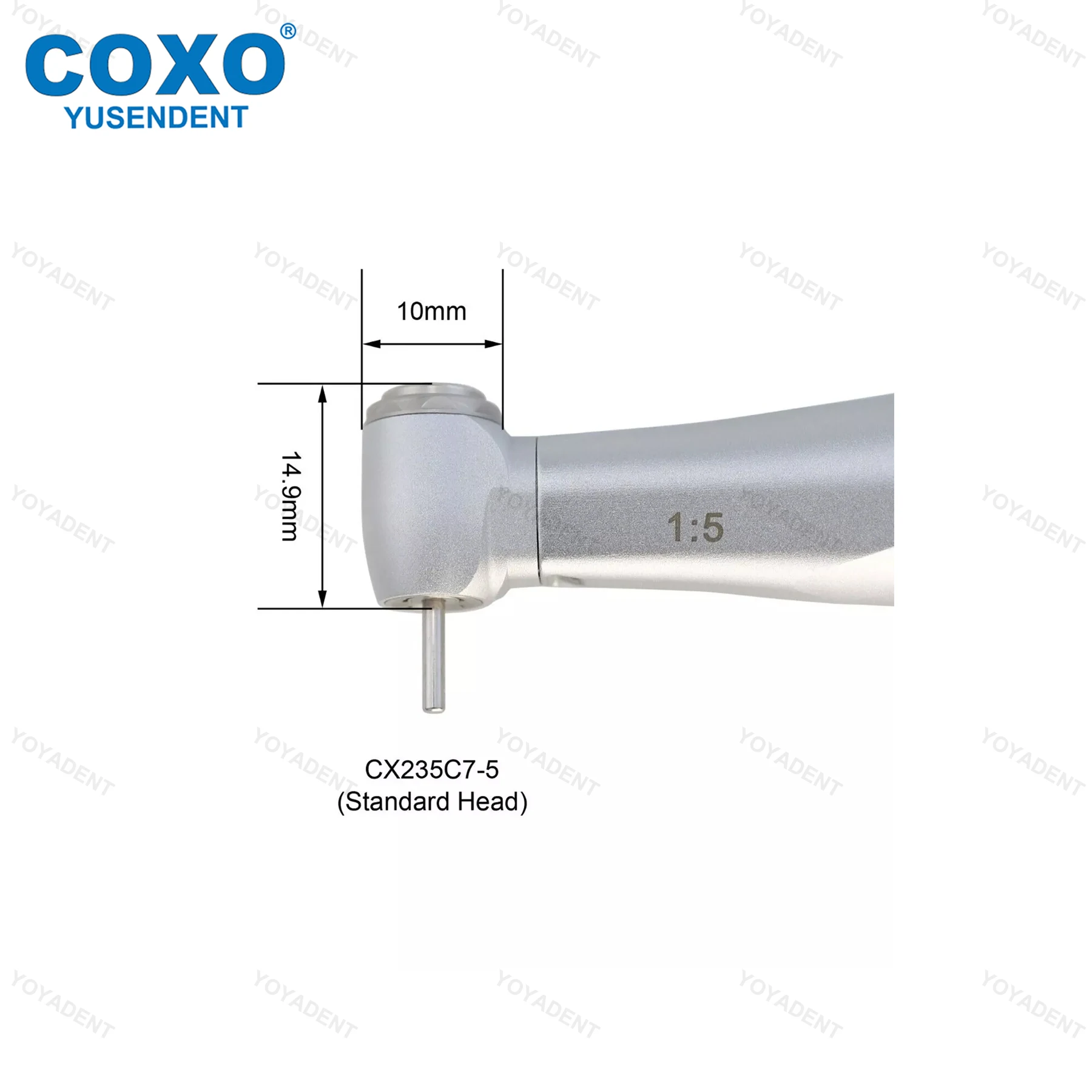Фото Стоматологический наконечник COXO 1:5 с увеличением скорости, оптоволоконный, угловой, низкоскоростной турбинный воздушный ротор C7-5, аналог NSK Ti MAX X95L №2