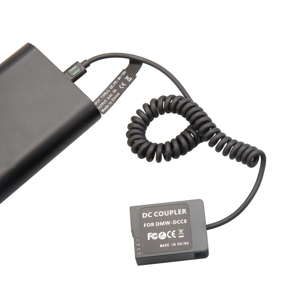 Аккумуляторная батарея DCC8 + кабель адаптера PD Type-C для Panasonic FZ200 FZ300 GH2 G5 G6 G7 GX8 Cam