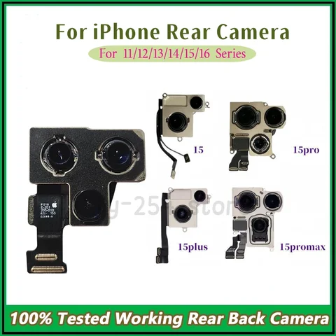 Аутентичная задняя камера для iPhone 12, 13, 14, 15, 16 Pro Max, задняя камера 12, мини 14 15 Plus, детали, задний главный объектив, гибкий кабель, камера