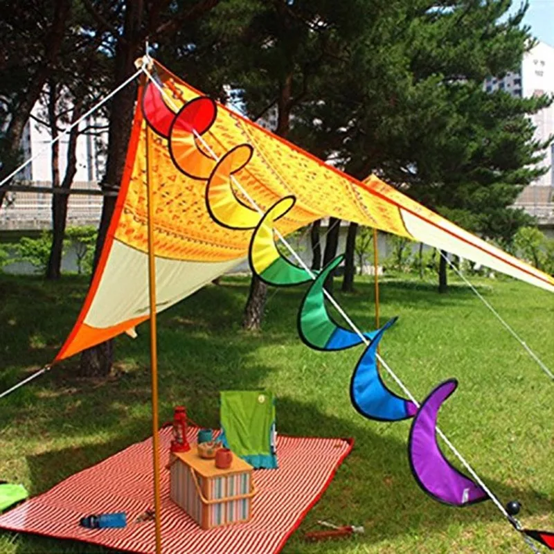 

140cm Rainbow Color Camping Tent Foldable Rainbow Spiral Windmill Wind Spinner Home Garden Yard Lawn Decor Ornaments Classic Toy