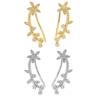 eyika exquisite helix flower crystal zircon ear cuff gold silver color symmetry piercing earring ear crawler for women jewelry